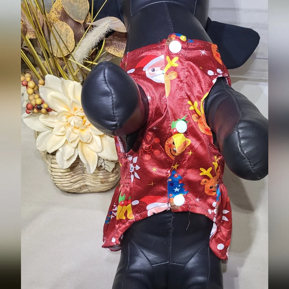 Red Christmas Theme Dog/Pet Dress Costume w/ A Bow Size Medium- NWOT